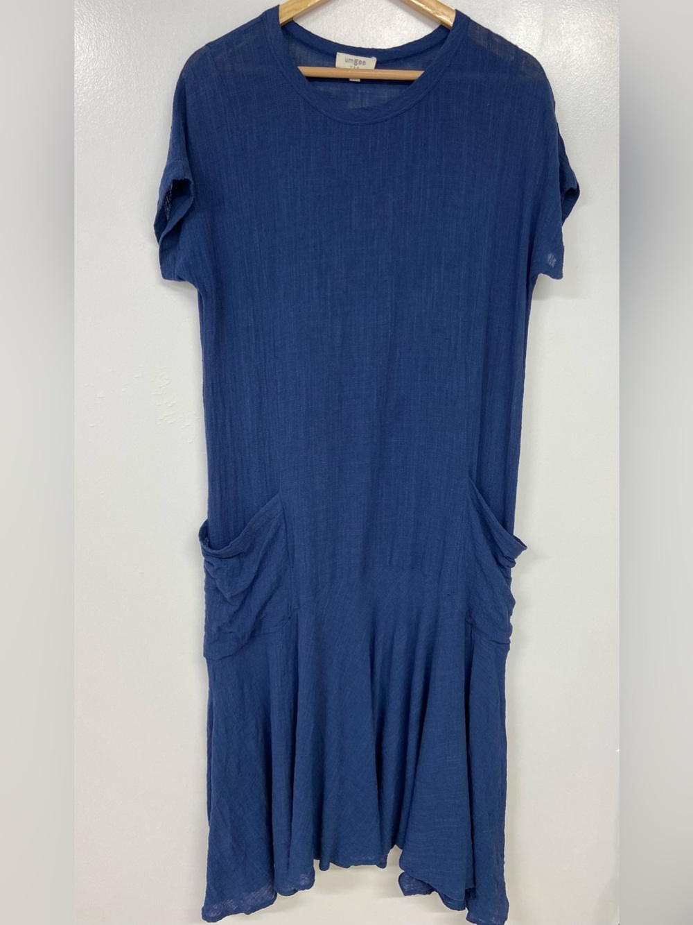 Umgee Asymmetrical Blue Ankle Length Dress Size S
